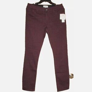 Liz Claiborne Skinny Pants 6 NWT Flexi Fit Mid Rise Burgundy Dark Red Jeggings